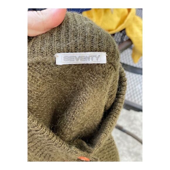 Vintage 70s Cardigan Kid Mohair Knit Turkey Applique Kitsch Sz 42 OOAK - Picture 13 of 16